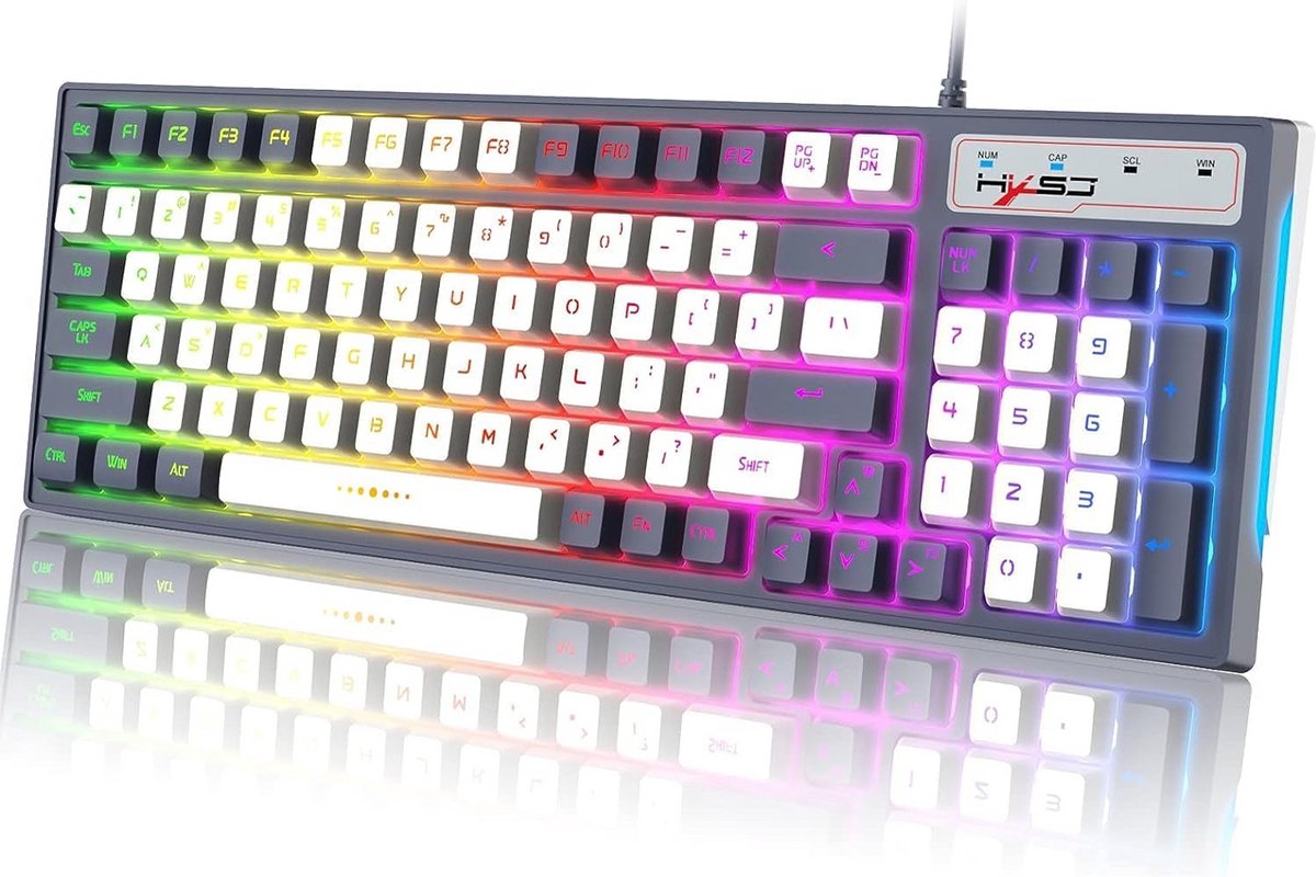 Bekabeld Gaming Toetsenbord met RGB Licht, 96 Toetsen en Anti-Ghosting voor PC en Laptop