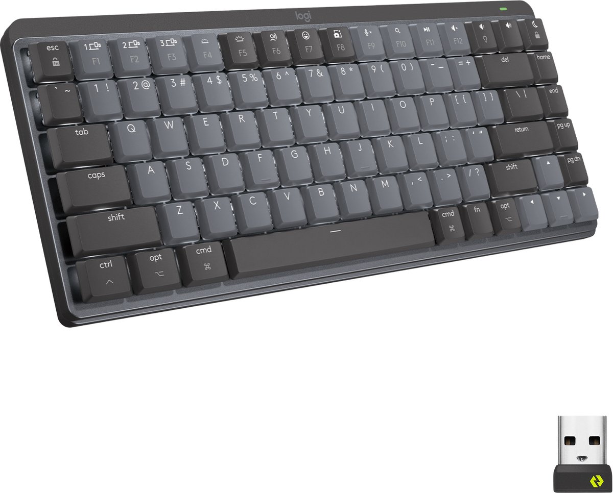 Logitech MX Mini Mechanical toetsenbord RF-draadloos + Bluetooth QWERTZ Zwitsers Grafiet, Grijs