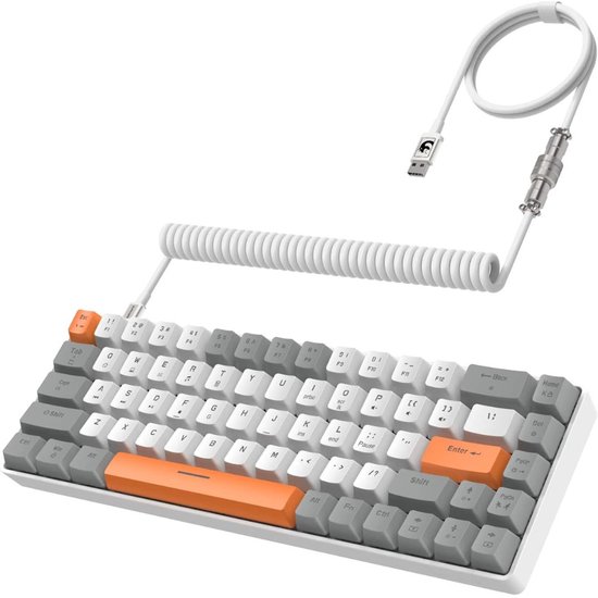 Mechanical Keyboard - Mechanisch Toetsenbord Gaming - Wit, Grijs en Oranje
