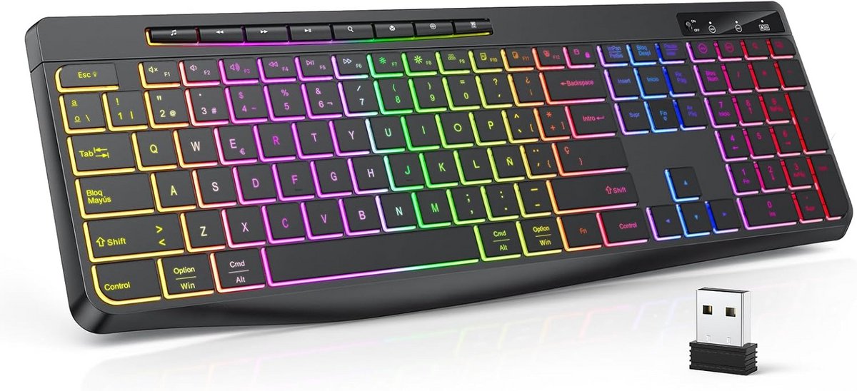 Draadloos LED Gaming Toetsenbord Ergonomisch Waterdicht Stil QWERTY voor PC en Mac