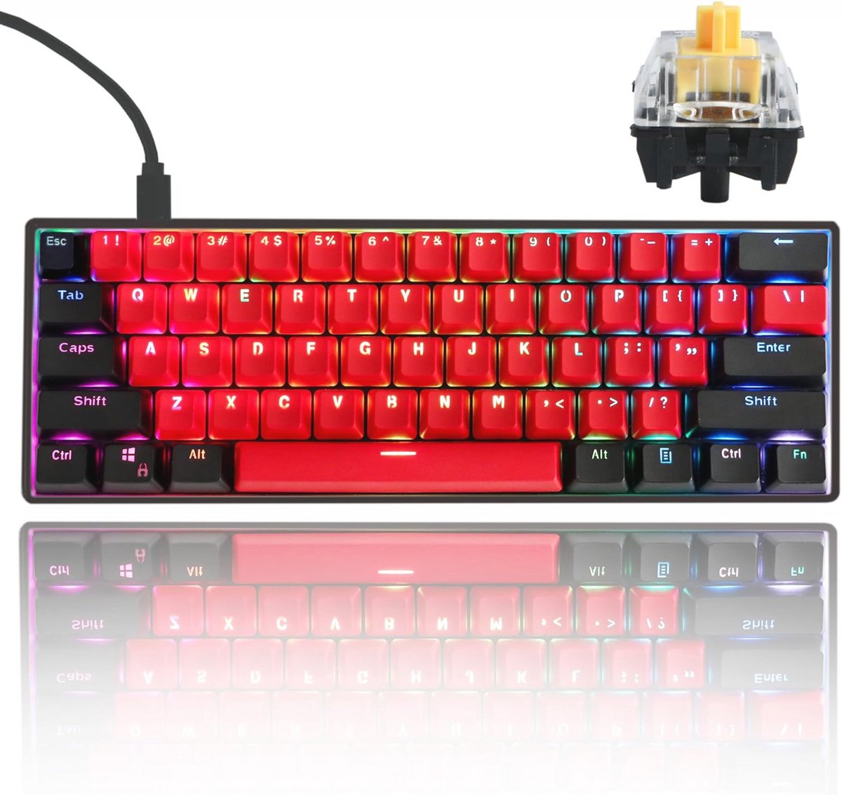 Mechanisch Gaming Toetsenbord met RGB Achtergrondverlichting en Hot Swappable Toetsen