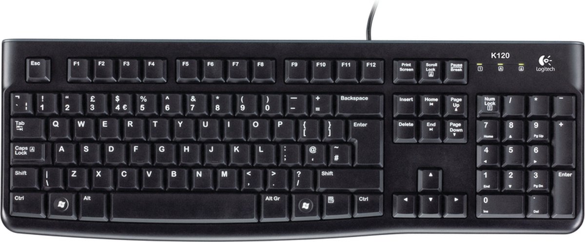 Logitech K120 Corded Keyboard toetsenbord USB QWERTZ Tsjechisch Zwart