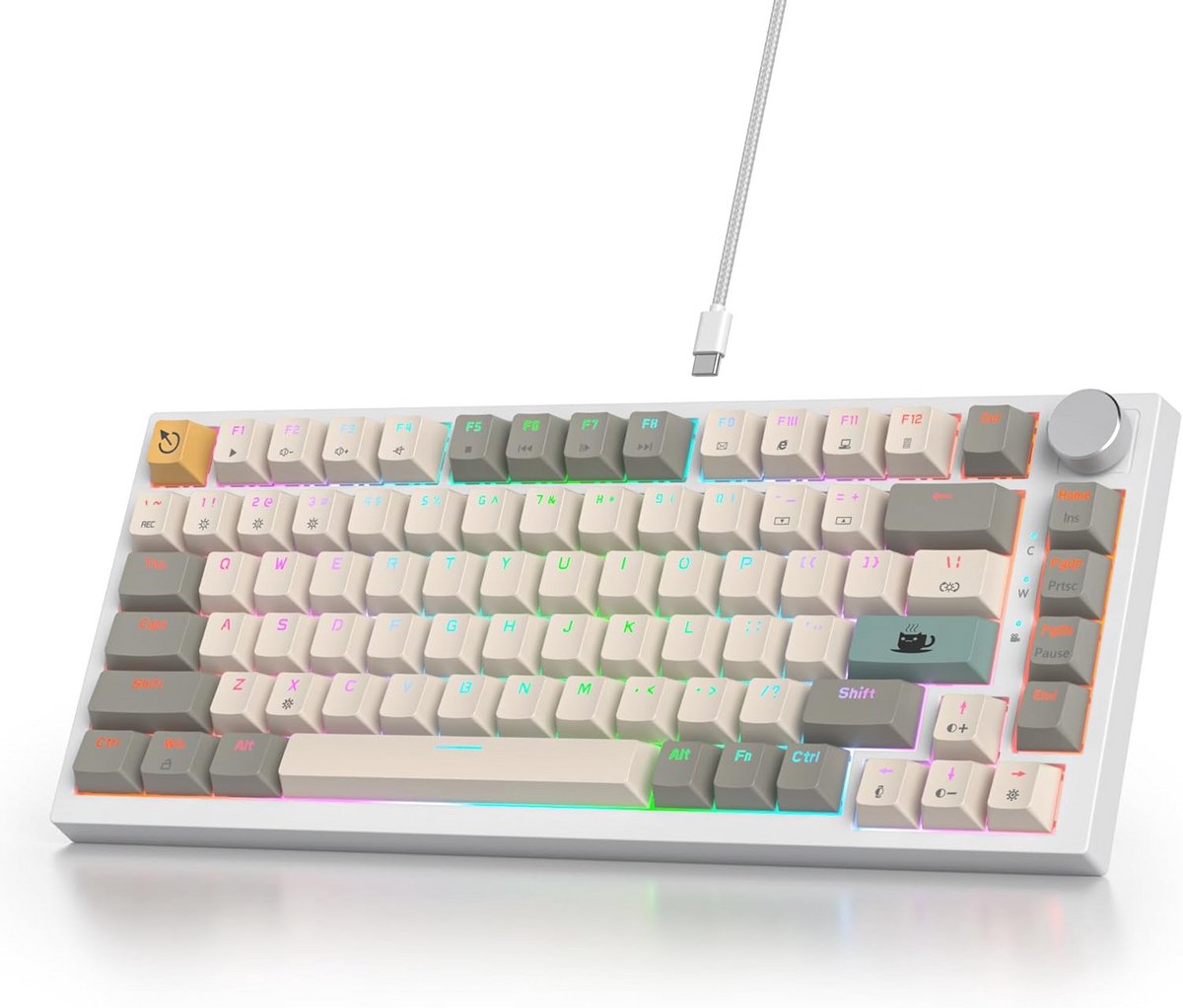 Compact Mechanisch Gasket Gamingtoetsenbord met RGB Achtergrondverlichting - 75% Hot-swappable