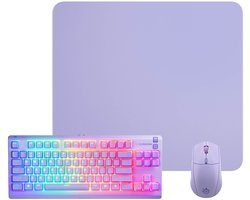 SteelSeries Apex 3 Bundel - Gaming Toetsenbord - Qwerty + Draadloze Gaming Muis + Muismat - Lavendel