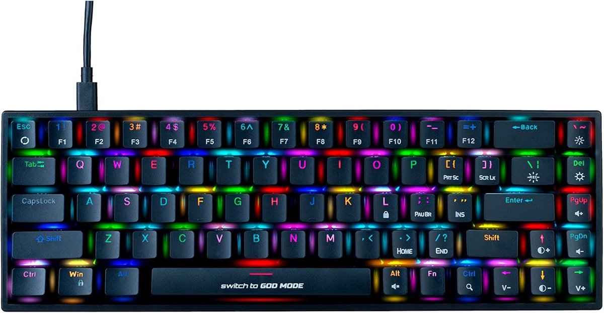 Compact Mechanisch Gaming Toetsenbord 68-toetsen RGB Inclusief Verwisselbare Switches