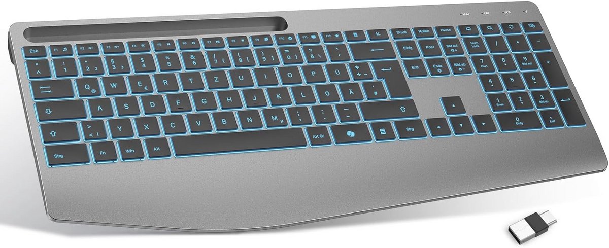 Ergonomisch Draadloos Toetsenbord met Polssteun voor Windows en Laptop 2,4 GHz