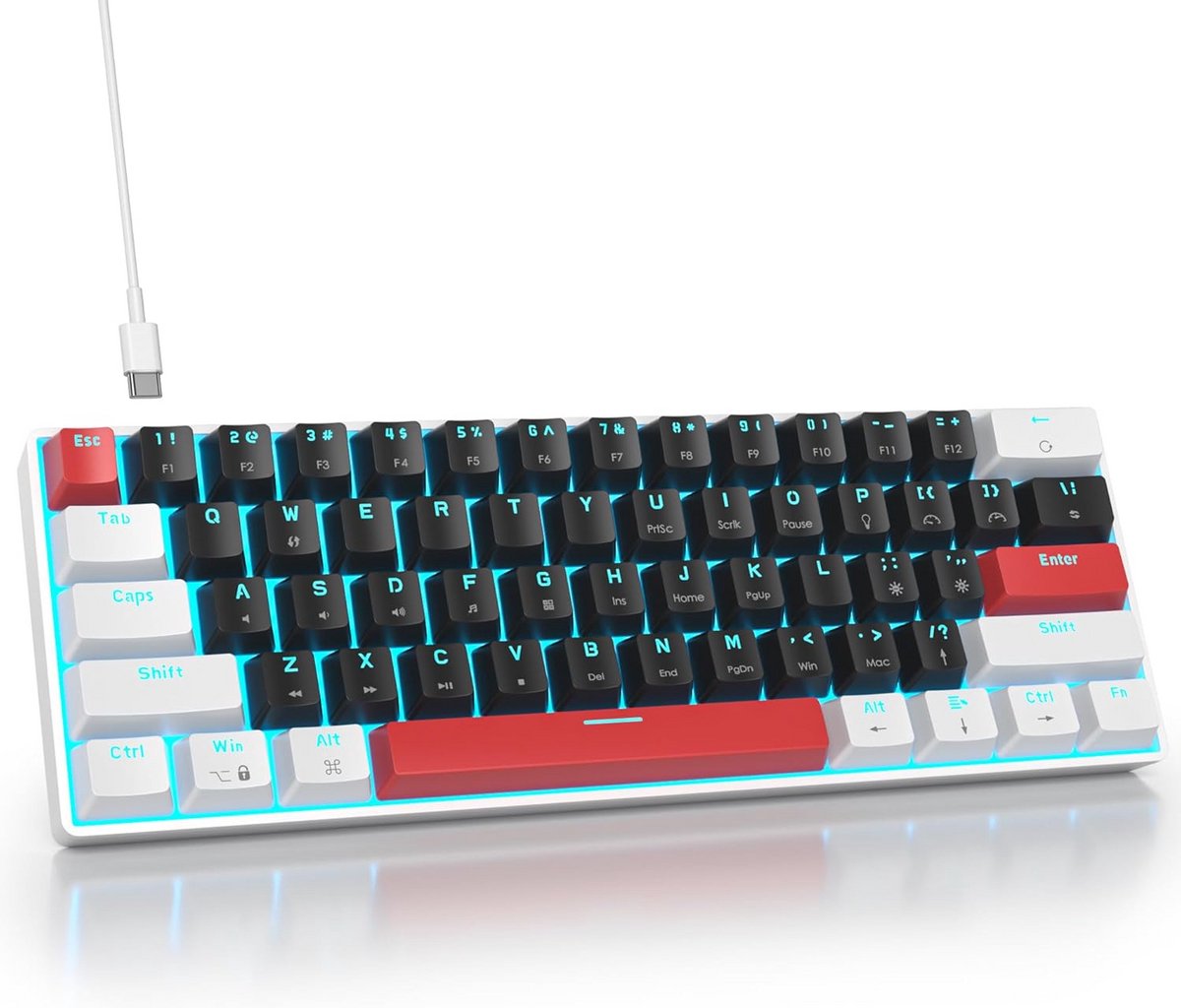 60% Mechanisch Gaming Toetsenbord Bedraad Compact QWERTY PC Laptop