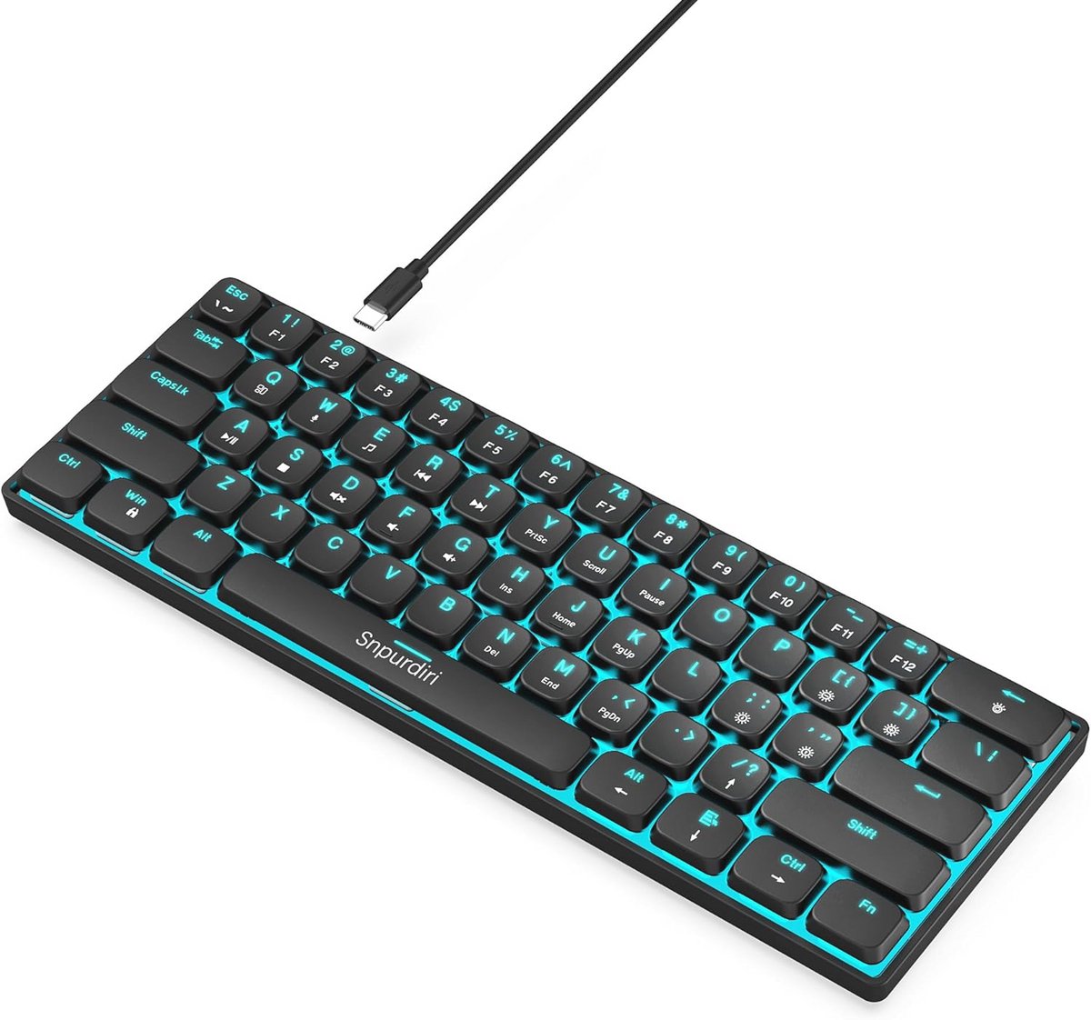 60% Mechanisch Toetsenbord met Verlichting - IJsblauw Mini Gamingtoetsenbord voor Kantoor