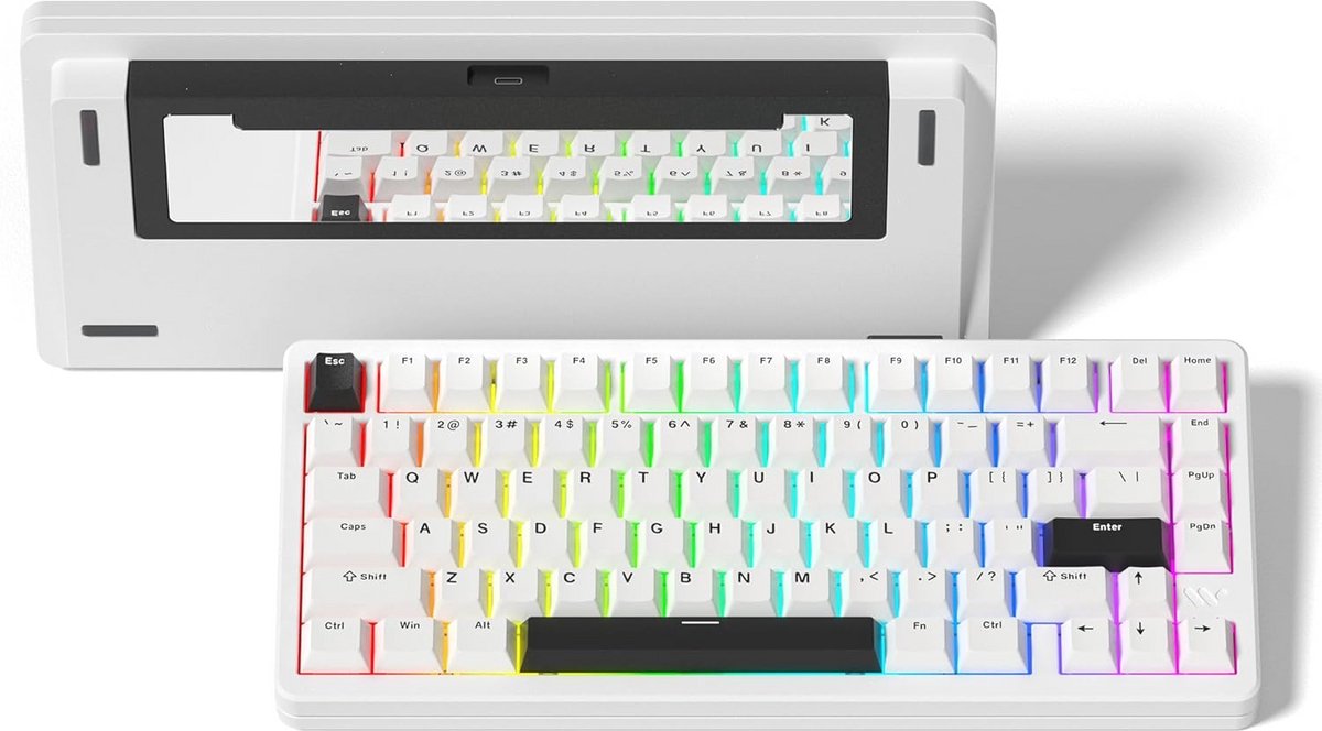 Draadloos Mechanisch Toetsenbord met RGB - 75% Aluminum, Hot Swappable, Multi-Mode BT5.0/2.4G/USB-C