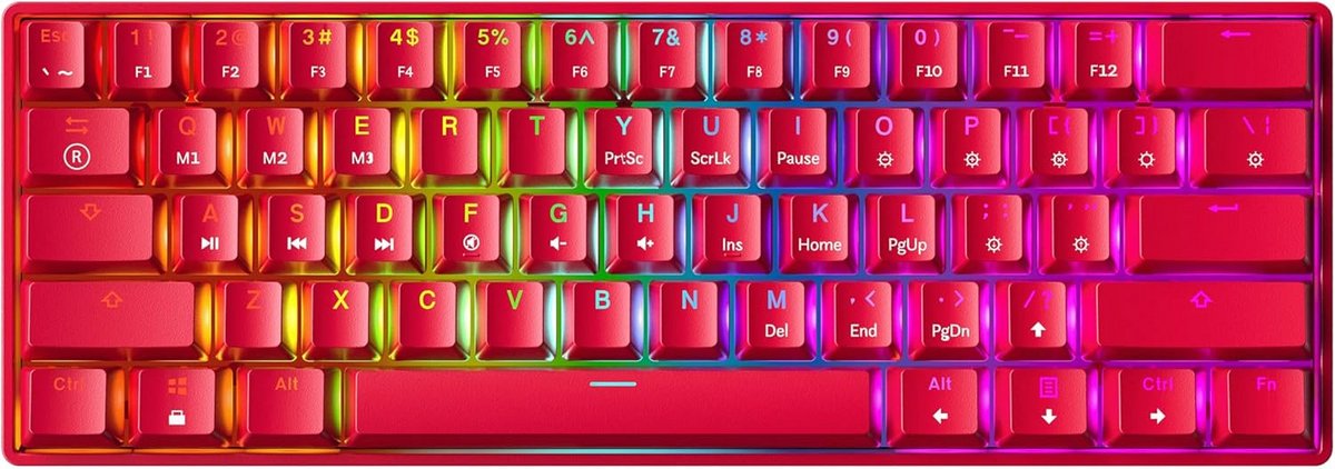 Compact Mechanisch Gaming Toetsenbord 61 Toetsen RGB Verlicht Bedraad Programmeerbaar voor PC en Mac
