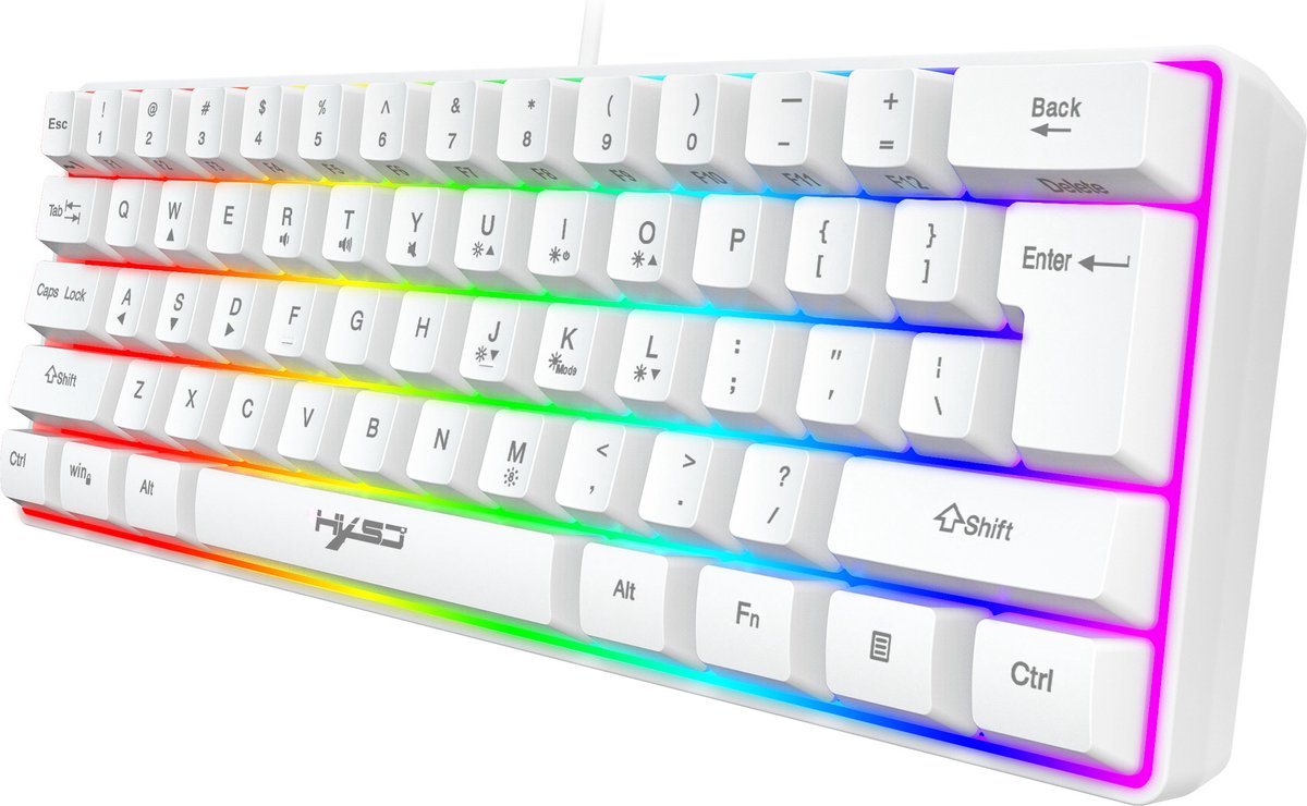 HXSJ V700 - Bedrade Gaming Toetsenbord - RGB - 61keys - QWERTY Toetsenborden - Wit
