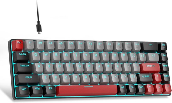 Draagbaar 60% Mechanisch Gaming Toetsenbord met Blauwe LED Verlichting en Brown Switches