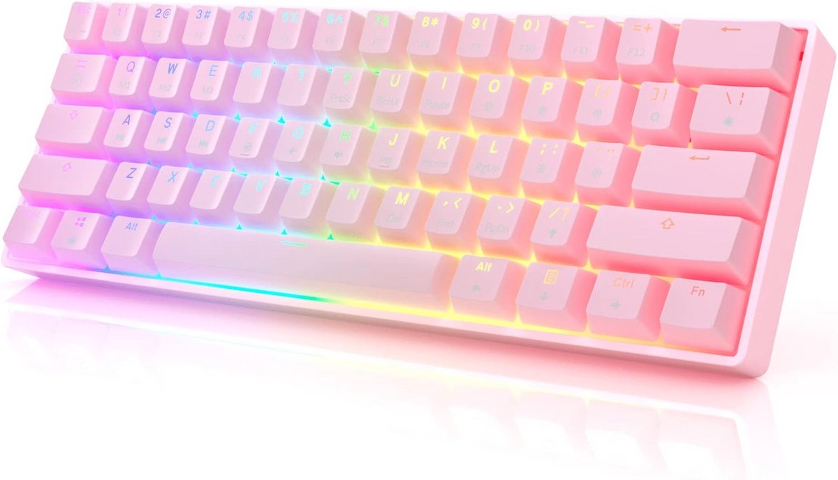 Mechanisch Gaming Toetsenbord Met 61 Toetsen en RGB Verlichting voor PC en Mac