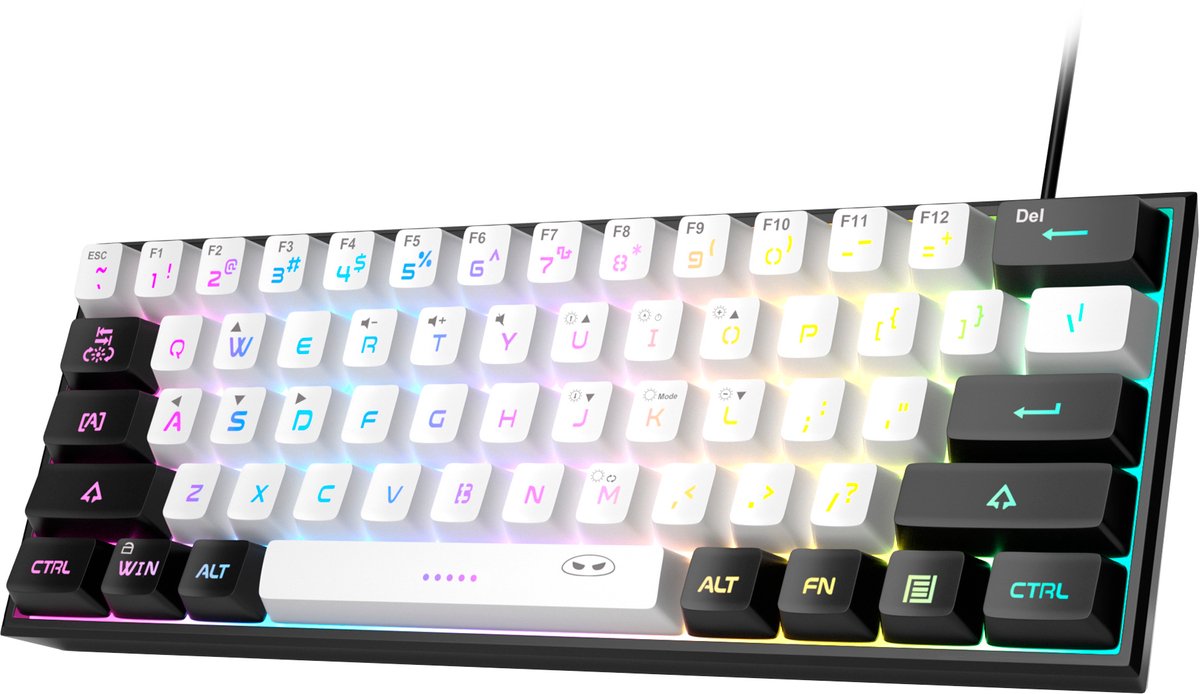 MageGee TS91 - Gaming Toetsenbord - Gaming - RGB Keyboard - 60% Keyboard - Ergonomisch - Zwart & Wit