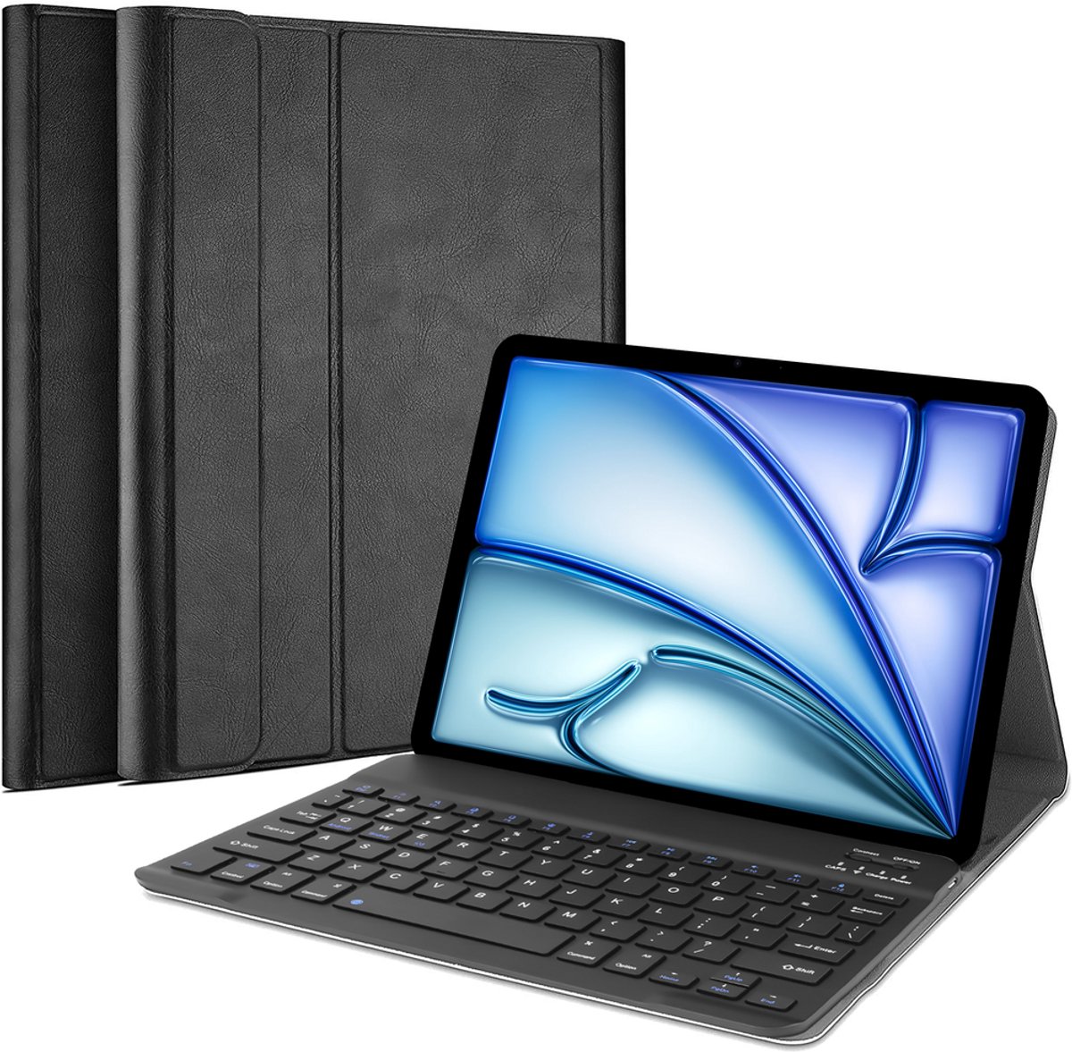 iPad Air 10.9 2020 (4e gen) Toetsenbord Hoes hoesje - Just in Case - Effen Zwart - Kunstleer