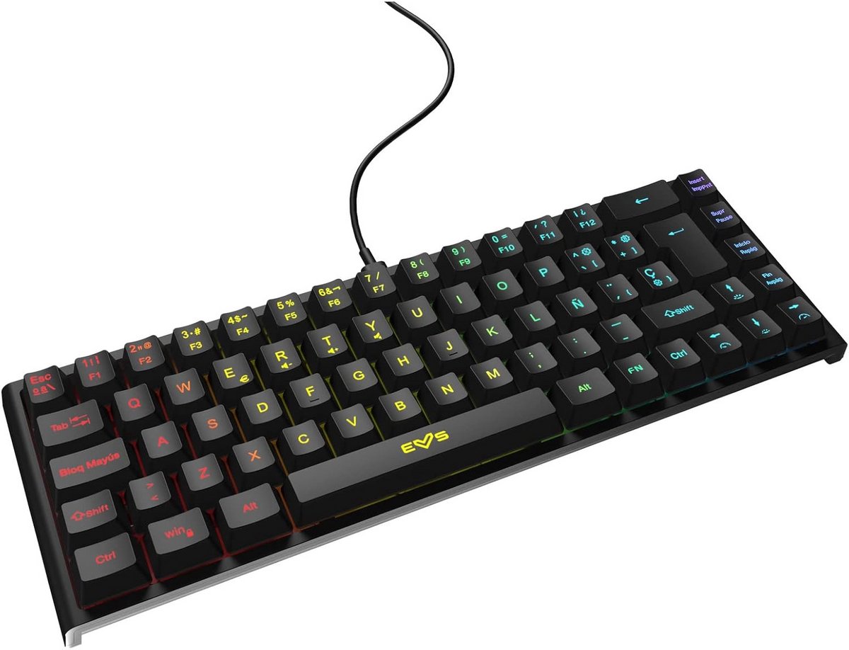 Compact 69-Toetsen Gaming Toetsenbord met RGB Verlichting en Afneembare Kabel
