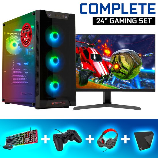 ScreenON - Gaming Set - X48187 - V1 (GamePC.X48187 + 24 Inch Monitor + Toetsenbord + Muis)