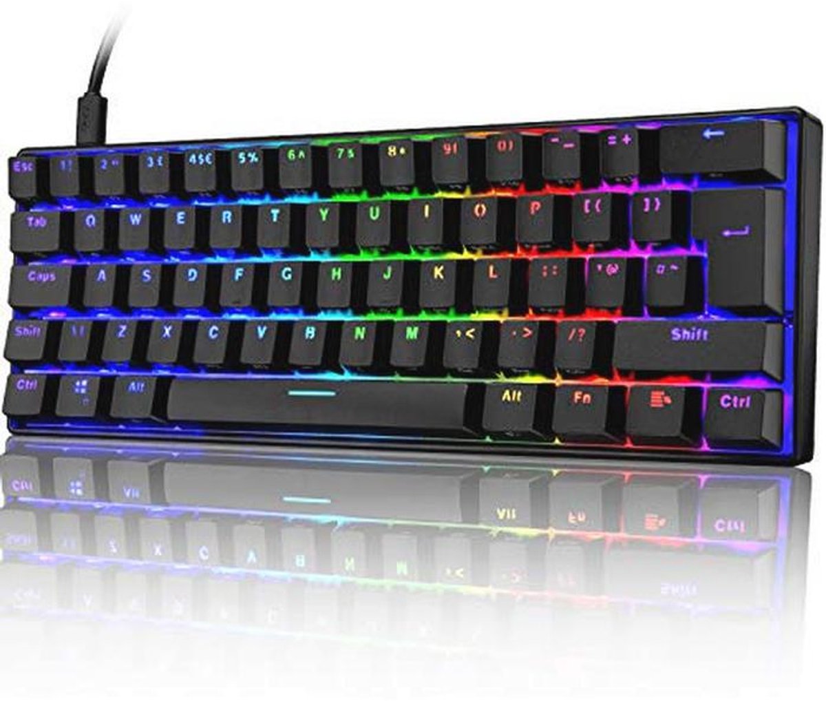 60% Mechanisch Gaming Toetsenbord Type C Bedraad met LED Backlight en Volledige Anti-ghosting