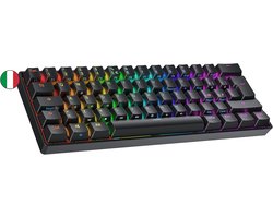 Mechanisch Gaming Toetsenbord 60% - Hot-Swappable Optisch - 62 Toetsen RGB LED - QWERTY ISO (Zwart)