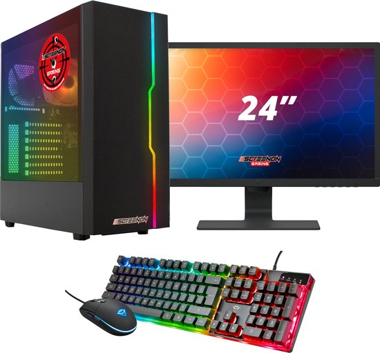 ScreenON - Gaming Set - X105127 - V1 (Game PC X105127 + 24 Inch Monitor + Toetsenbord + Muis)