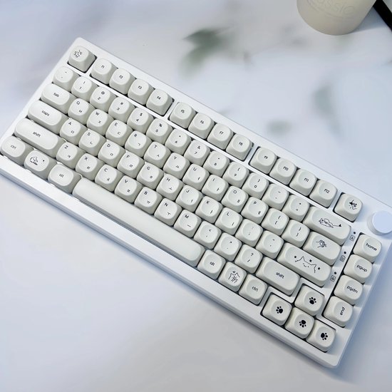 Milky White Cute Cat Keycap Serie - Mechanische Toetsenbord Keycap Set - 124 Toetsen - Koreaans
