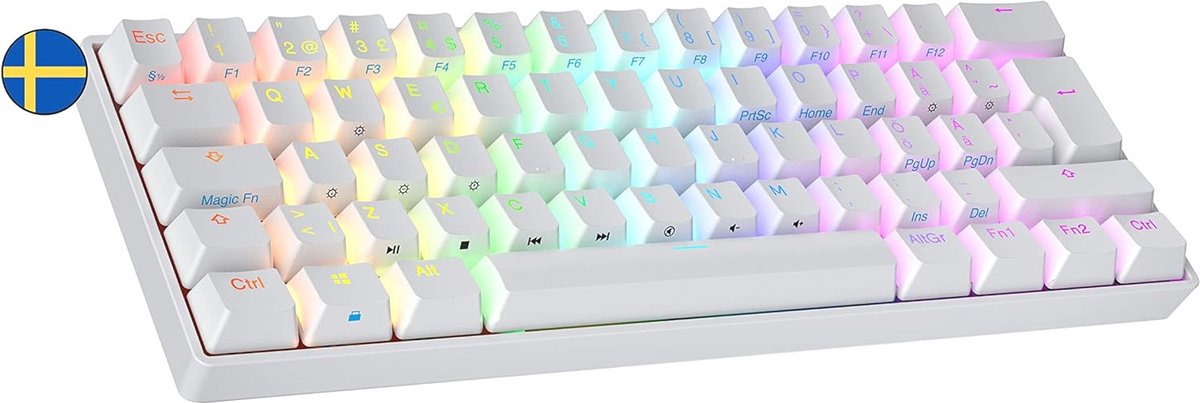 60% Mechanisch Gaming Toetsenbord met Multi-Kleur RGB Verlichting | 62 Toetsen | QWERTY ISO SE