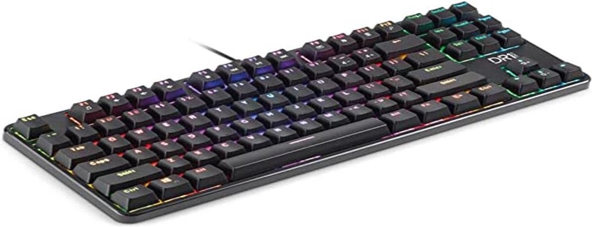 Compact Mechanisch Gaming Toetsenbord TKL 87 Toetsen Inclusief RGB Verlichting en Anti-Ghosting