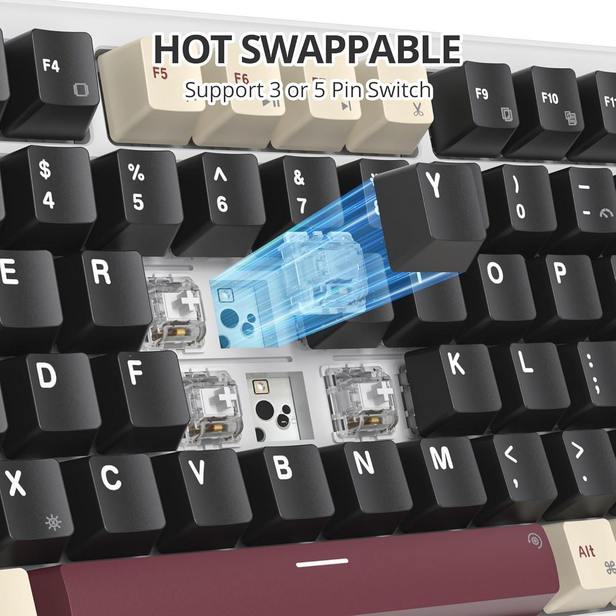 Compact Mechanisch Gaming Toetsenbord 75% met Hot-Swappable Switches en RGB Verlichting