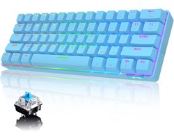 60% Mechanisch Toetsenbord Draadloos en Bedraad met RGB Verlichting - 61 Toetsen Gaming en Typen