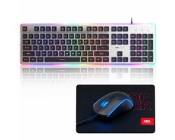 RGB toetsenbord en muis set met kabel, 104 toetsen, 3200 DPI gaming toetsenbord en muis