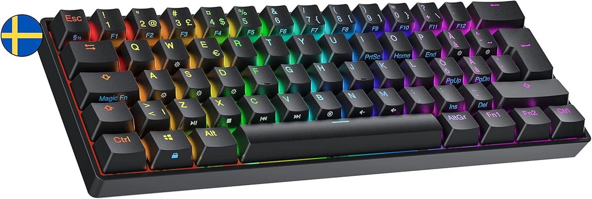 Interchangeable Mechanical Gaming Keyboard 60% | 62 Keys Multi Color RGB LED Backlit
