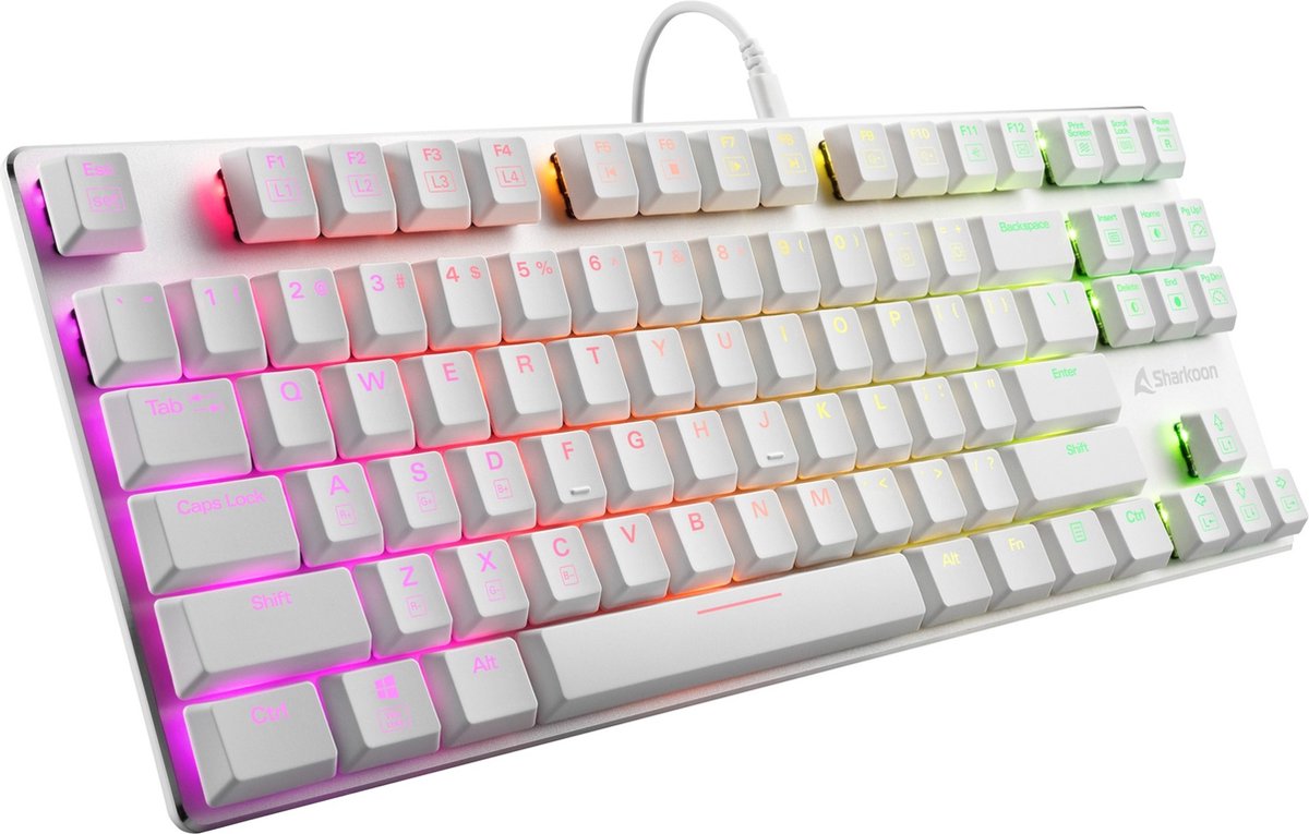 Sharkoon PureWriter TKL RGB Red toetsenbord USB QWERTY Amerikaans Engels Wit