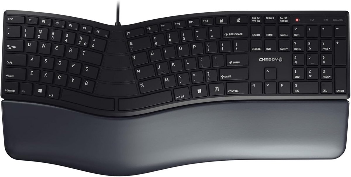 Ergonomisch Gebogen Toetsenbord met Memory Foam Polssteun - Bedraad QWERTY Lay-out