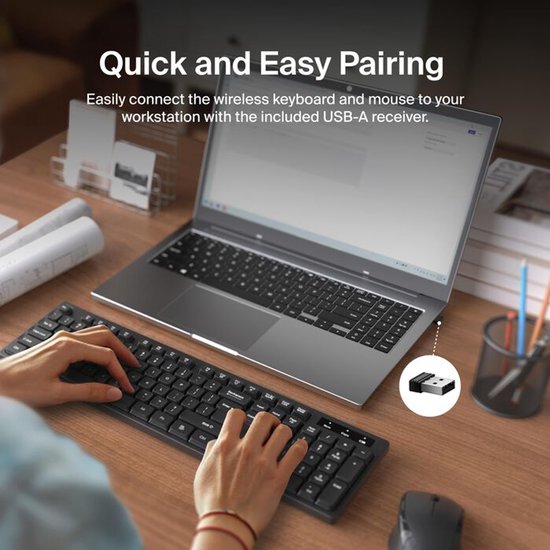 Belkin BBZ010TT toetsenbord Inclusief muis Thuis RF draadloos + USB QWERTY Engels Zwart