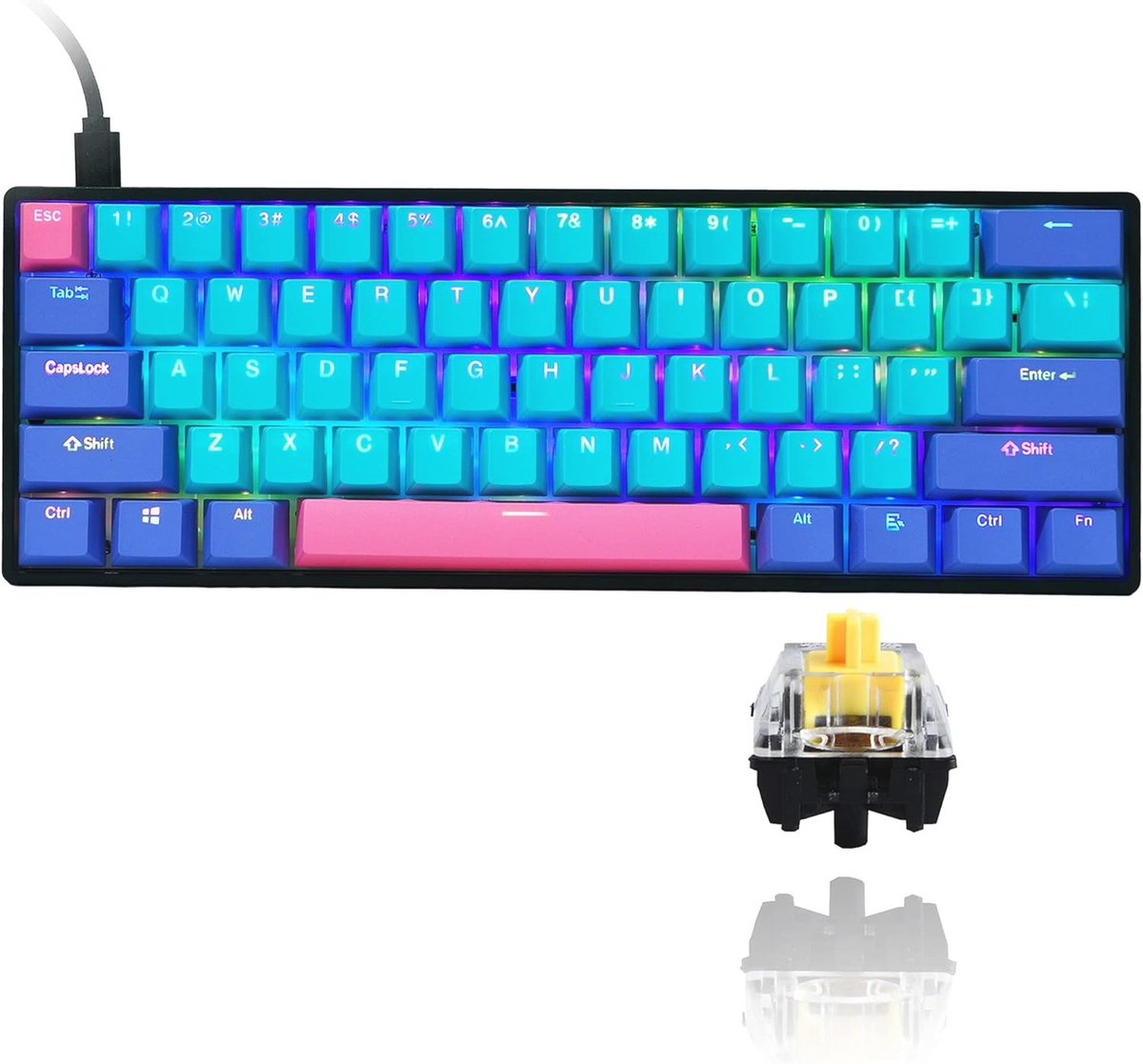 60% Mechanisch Toetsenbord Gaming - Custom Hot Swappable met RGB Backlight en NKRO