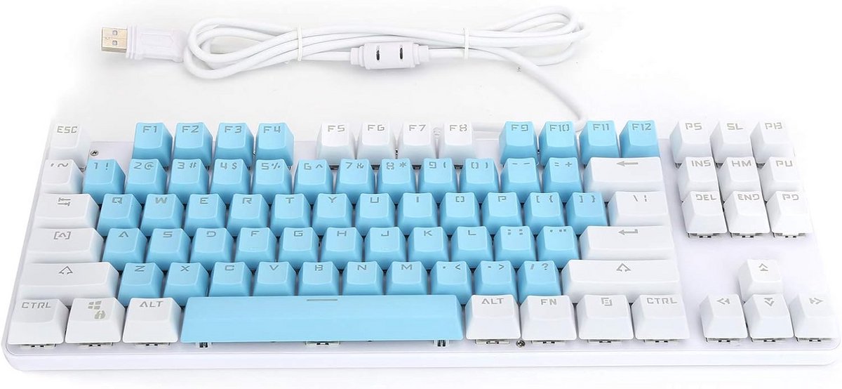 Bedraad 87-toetsen Mechanisch Toetsenbord Blauw Wit - Compact Gaming & Kantoor
