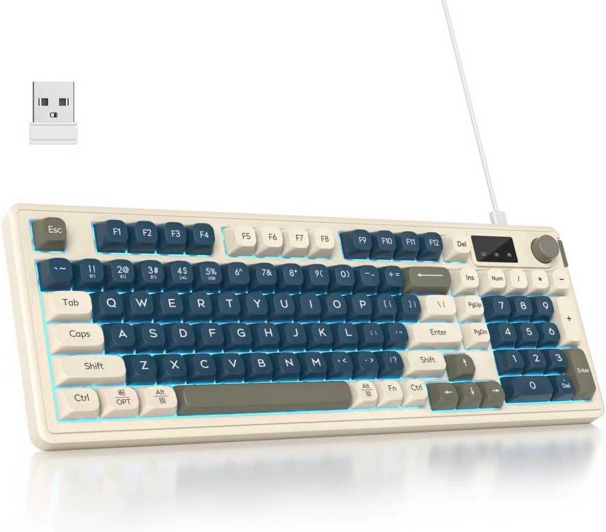 96% Draadloos Mechanisch Toetsenbord met RGB Verlichting en Multifunctionele Knop