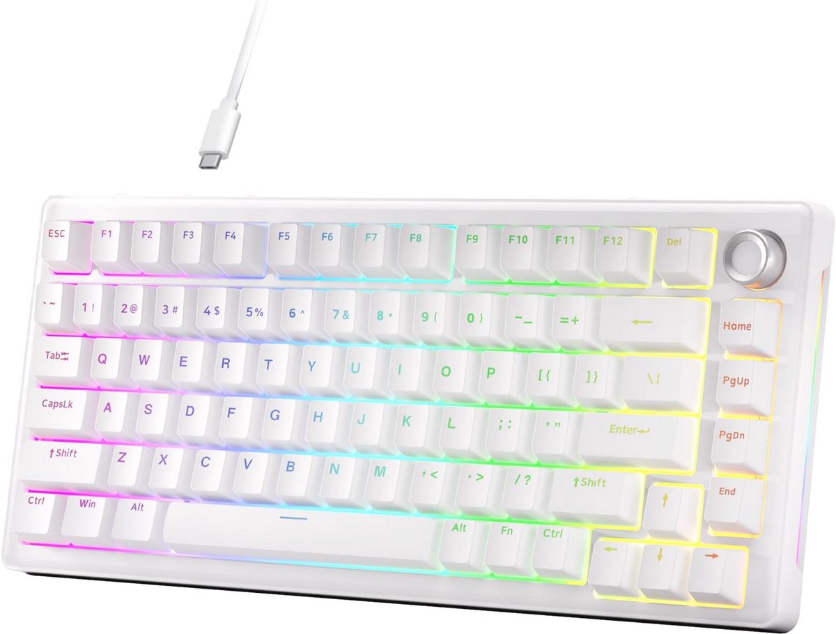 75% Mechanisch Gaming Toetsenbord met RGB Verlichting - Programmeerbaar, Hot-Swappable en Volumeknop