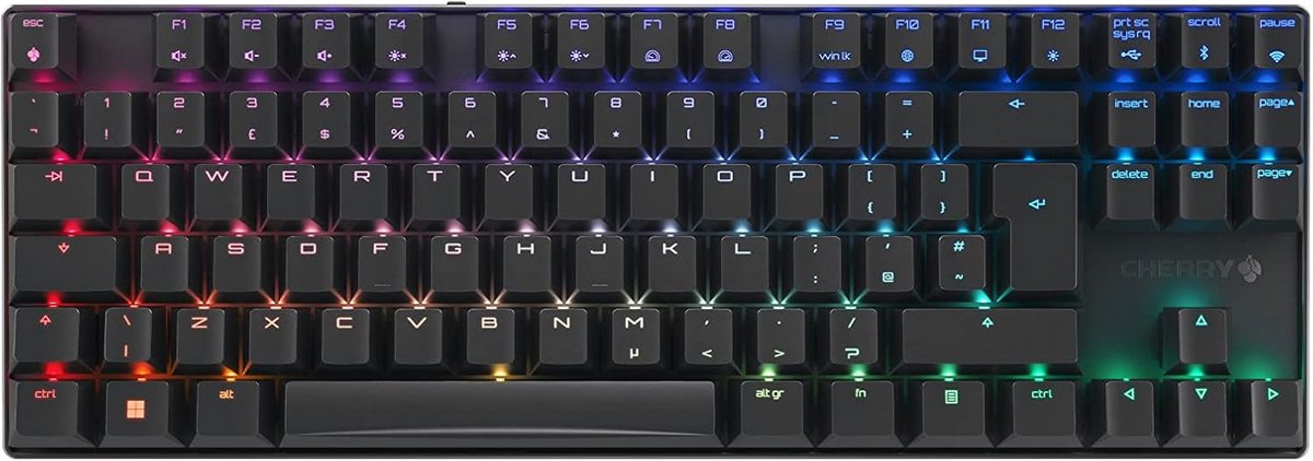 Draadloos Mechanisch Gaming Toetsenbord TKL Britse Indeling met Rode Schakelaars en RGB