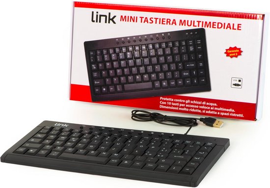Mini USB Toetsenbord Compact met 10 Multimedia Sneltoetsen