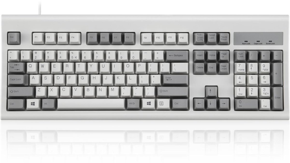 Perixx Periboard 106M Classic Retro toetsenbord / Vintage design grijs/wit - Bedraad - QWERTY/US