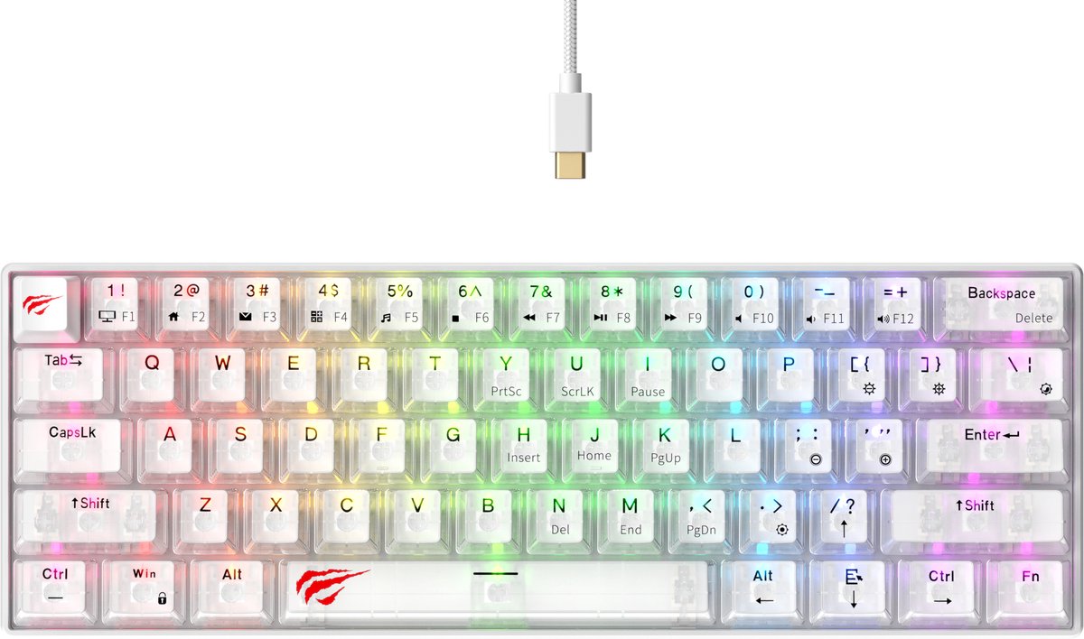 Havit KB903L (Transparent white) toetsenbord Gamen USB QWERTY