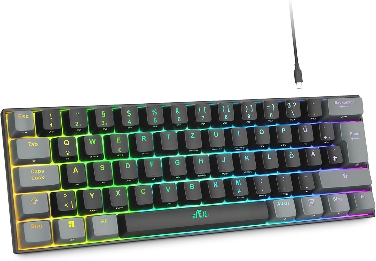 Draadloos Mechanisch Gaming Toetsenbord met RGB en Blauwe Switches