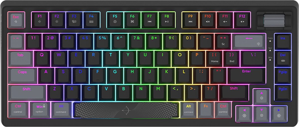 AQIRYS Adara Mini Zwart - Gaming Toetsenbord - Led RGB - Bedraad - USB - Meganisch Toetsenbord