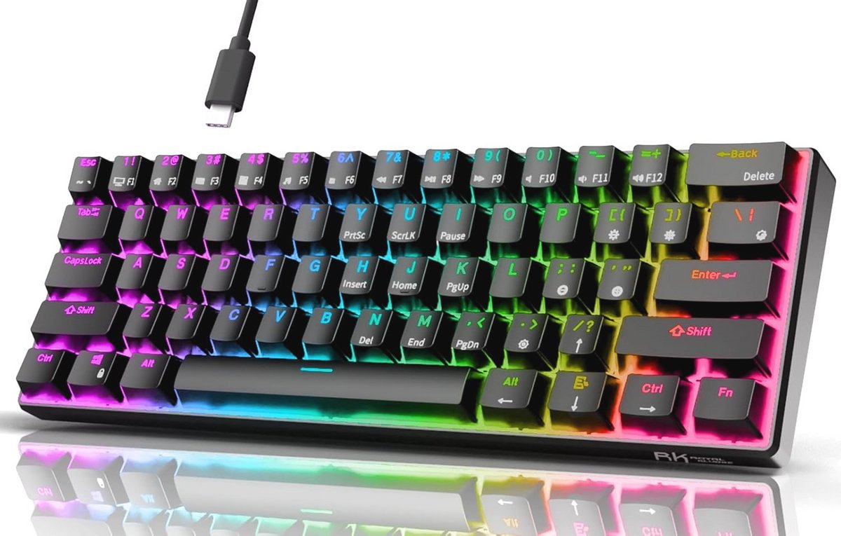 Compact Mechanisch Toetsenbord 60% met RGB - Bedraad Gaming Toetsenbord - Ergonomisch Ontwerp