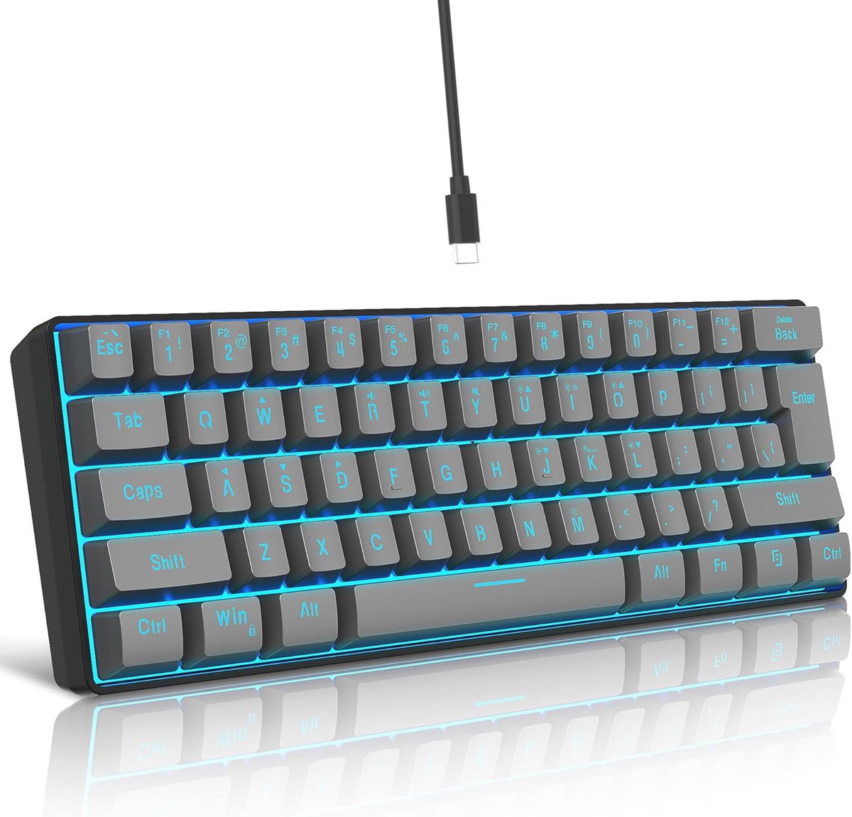 Compact 60% Gaming Toetsenbord met RGB LED Verlichting - Ergonomisch Mini-toetsenbord voor PC/Mac
