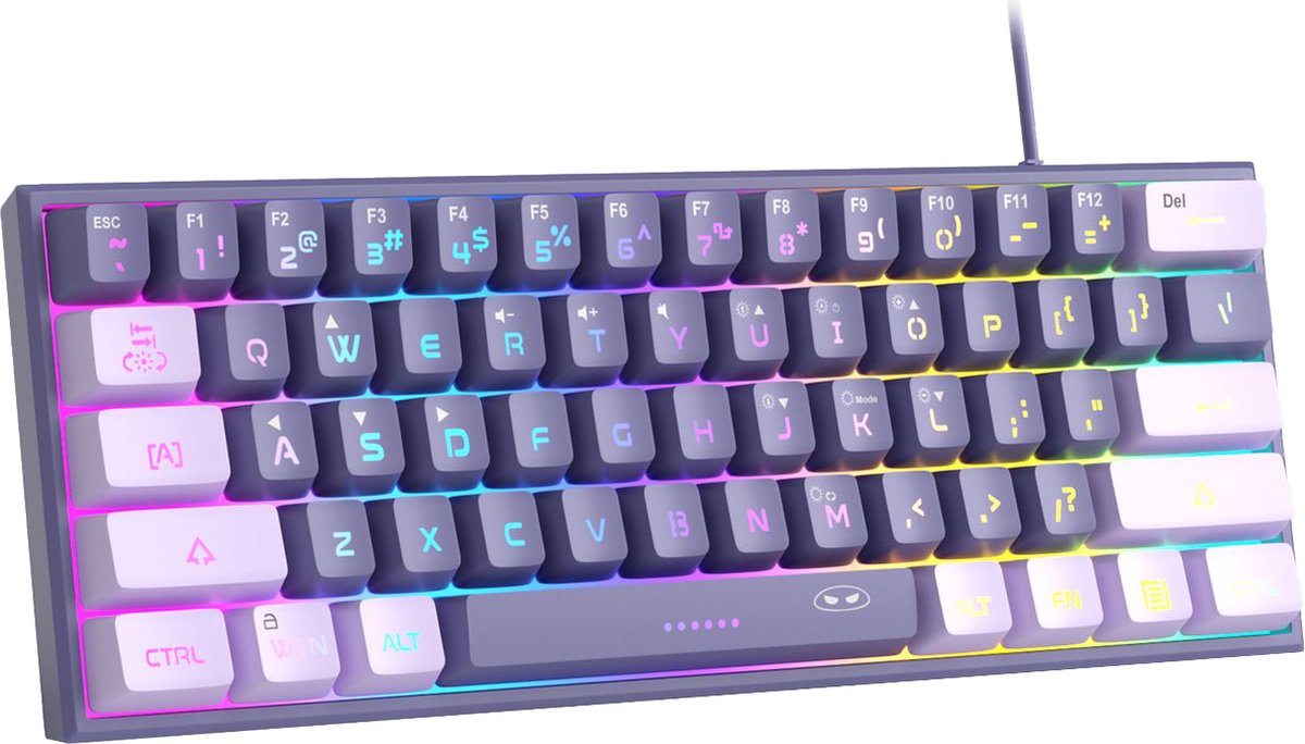 MageGee TS91 - Gaming Toetsenbord - Gaming - RGB Keyboard - 60% Keyboard - Ergonomisch - Violet