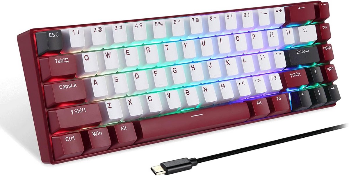 Compact 67-toets draadloos mechanisch toetsenbord - Rood