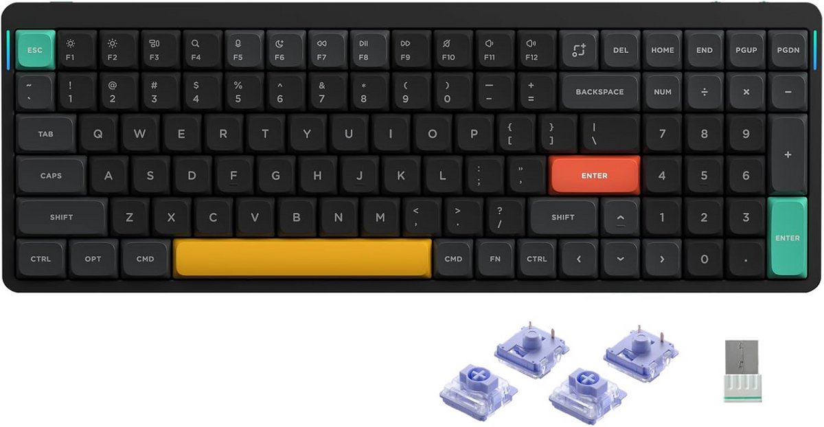 Draadloos 96% Low Profile Mechanisch Toetsenbord QMK/VIA Bluetooth 2.4GHz