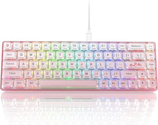 60% Mechanisch Gaming Toetsenbord Hot-swappable Bedraad Met Pijltjestoetsen RGB Roze